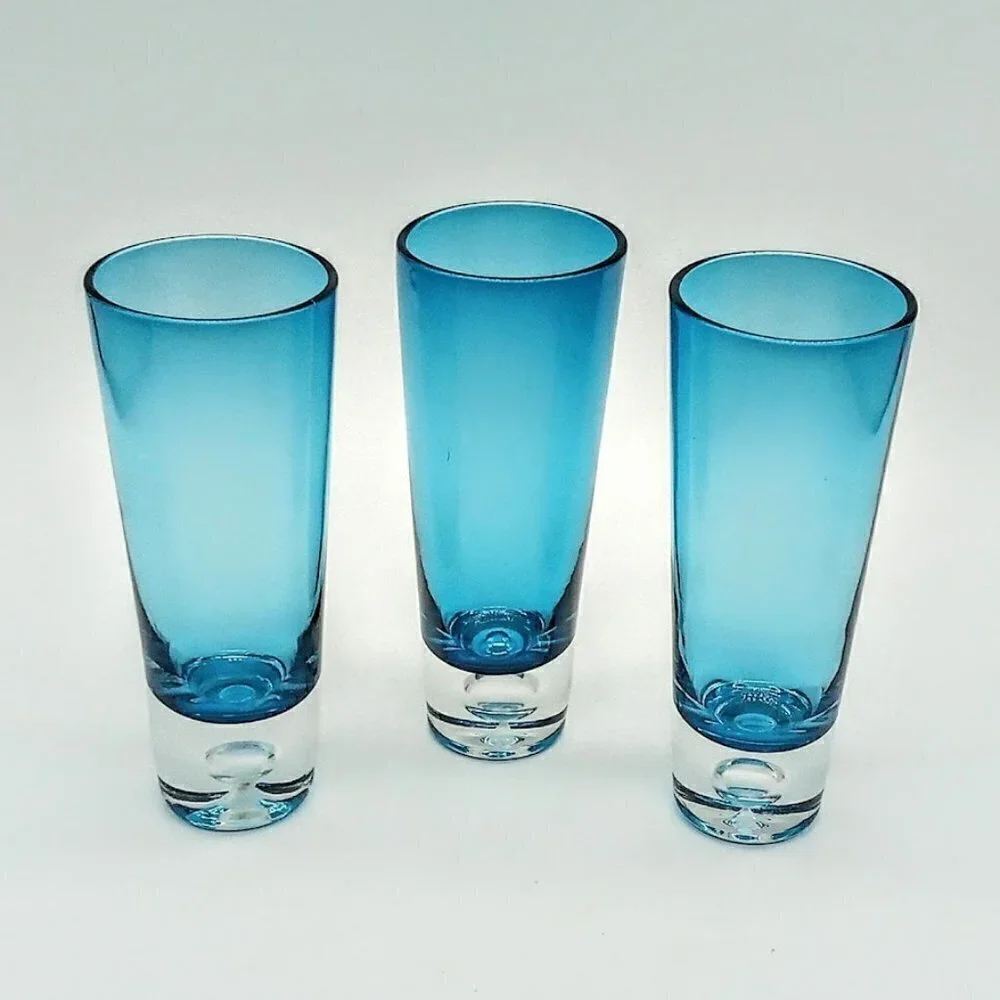 Set of 3 Stackable Blue Shot Glasses